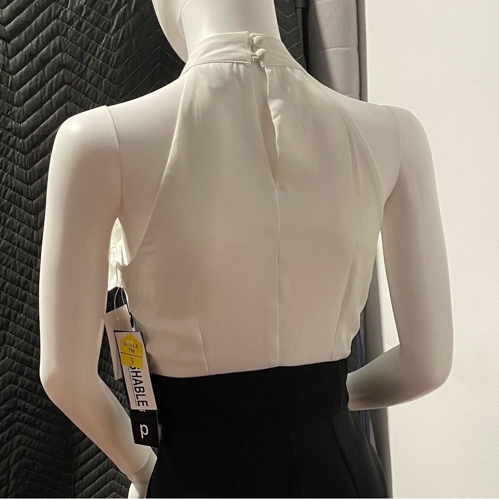 NWT black & white dress w/ ruffle chiffon top, size 3 - Picture 3 of 8